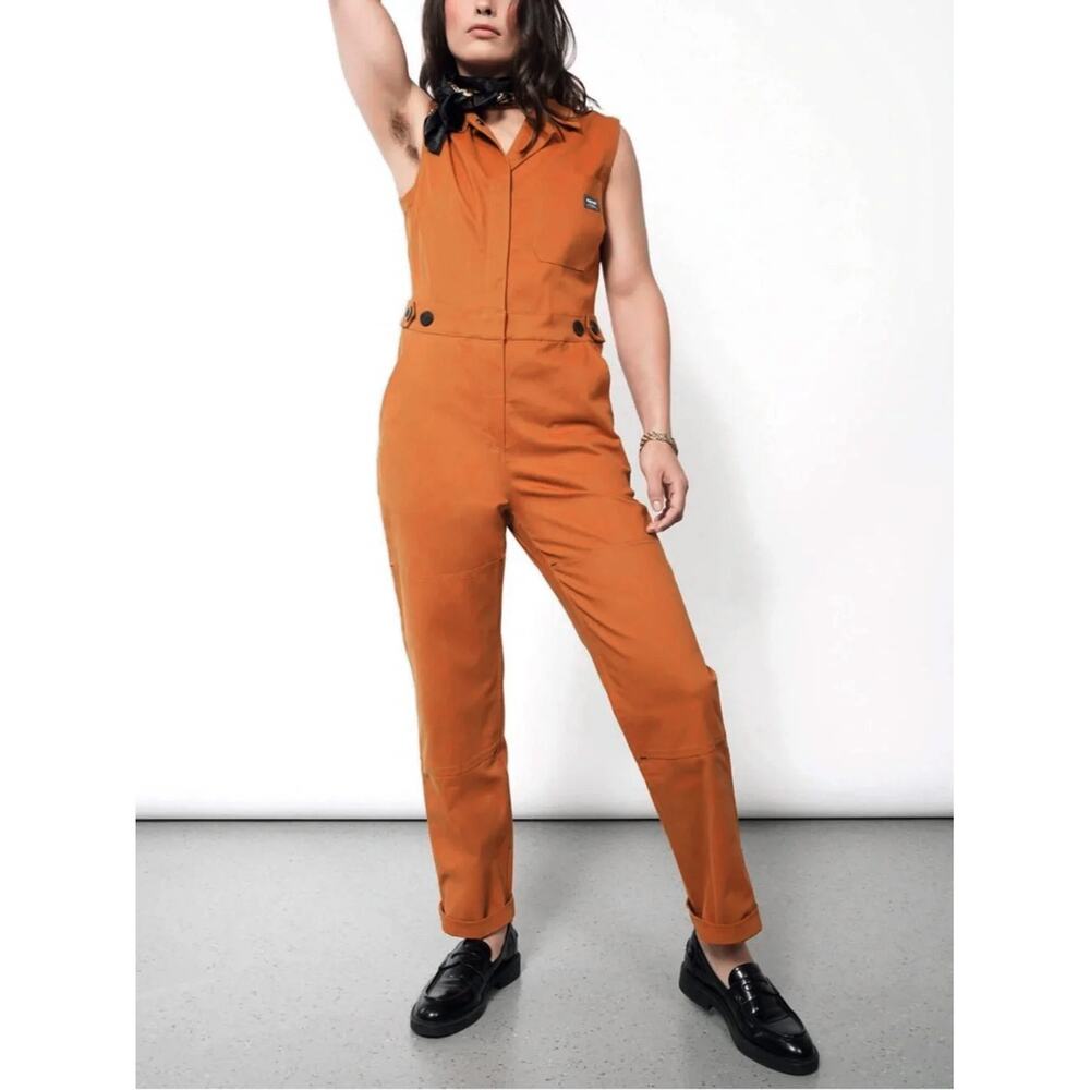 Wildfang The Essential Sleeveless High Waisted Coverall Rust Workwear SZ L